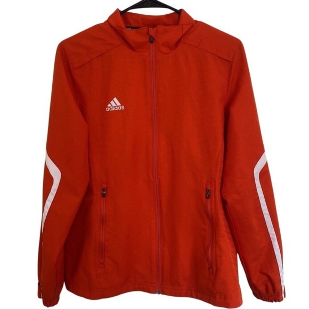 Adidas Orange Full Zip Jacket Track Warmup Athletic Activewear